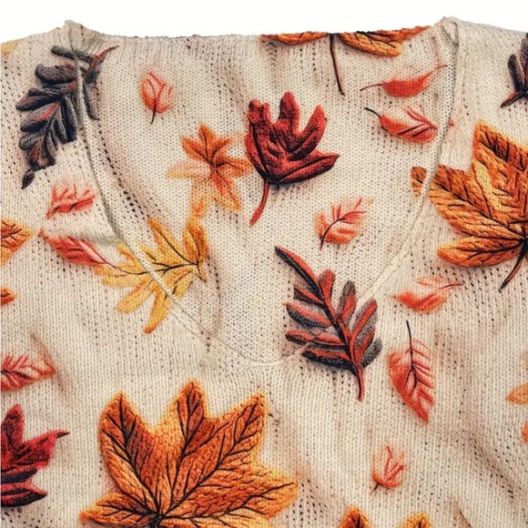 🍁🍂 Autumn Leaf Print Sweater - Picture 2 of 10